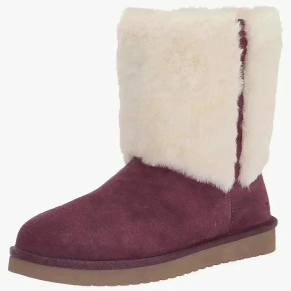 NEW Koolaburra By UGG Plum Aubrel Short Plush Double Cuff Boots Shoes Women’s 3 - Picture 1 of 14